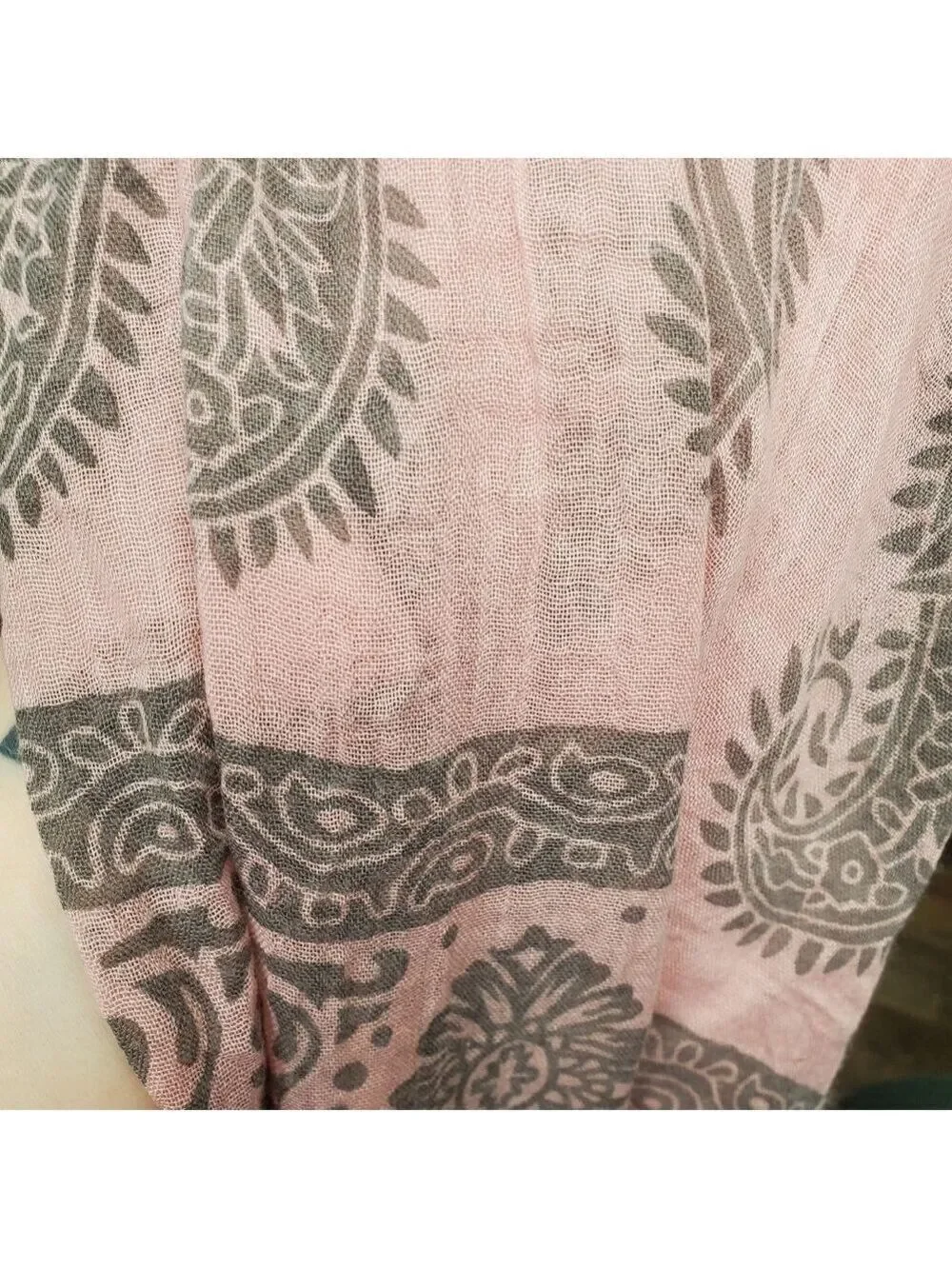 Pink Pastel Boho Cotton Scarf Wrap Fringe